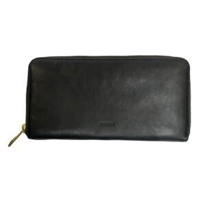 Fossil Black Leather Full Zip Wallet